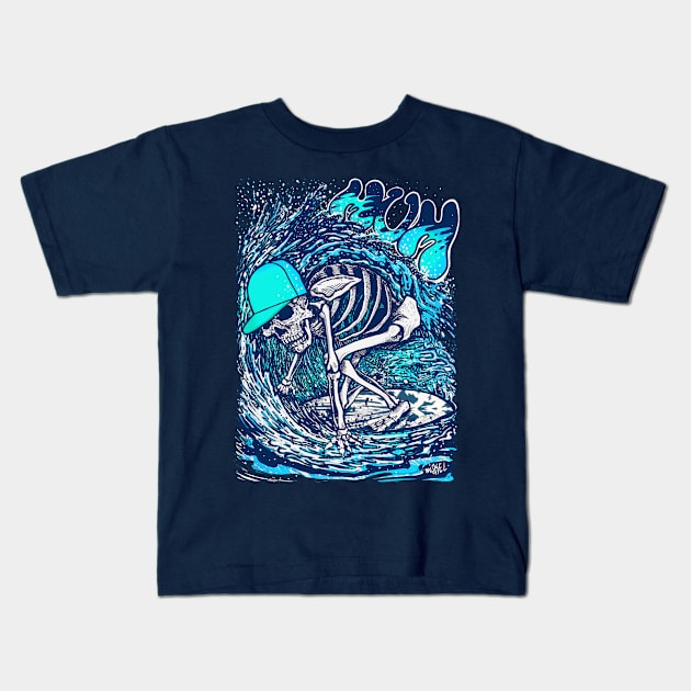 Surfer Skeleton by miskedesign Kids T-Shirt by miskel